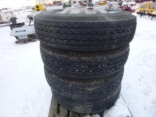 (4) Dunlop 11R24.5 Tires c/w Aluminum Rims (Row 1)