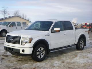 2011 Ford F-150 4X4 Crew Cab c/w 5.0L V8, A/T, A/C, Leather, Power Sunroof, Showing 345,415 Kms, 275/65R18 Tires, Flex Fuel, VIN 1FTFW1EF3BFAO8752 *Note: Check Engine Light On*