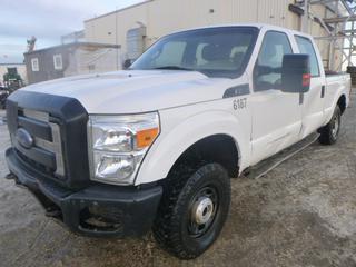 2012 Ford F-250 XL 4X4 Crew Cab c/w 6.2L, A/T, A/C, Showing 270,621 Kms, 156 In. W/B, 245/75R17 Tires, VIN 1FT7W2B62CEB70894 *Note: Out of Province (SK), Check Engine Light On, Missing Right Running Board, Front Bumped Damaged*