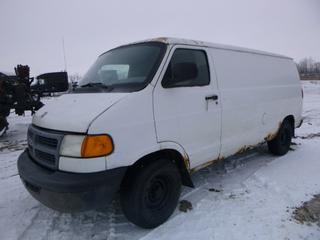 2001 Dodge Cargo Van c/w 3.9L V6, A/T, A/C, Showing 243,396 Kms, 235/75R15 Tires At 0%, VIN 2B7HB11X51K550454 *Note: Turns Over But Wont Start, Coolant Leak, Rusted Body*