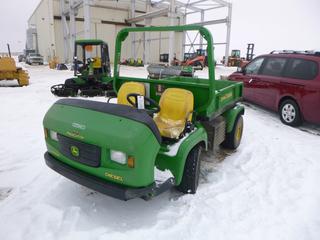 2013 John Deere 2030A Pro Gator Turf Utility Vehicle c/w 5 Speed Manual, 2WD, Showing 1,206 Hours, Hyd Dump Box, 23x10.50 Front Tires, 26x12.00 Rear Tires, VIN 1TC203ATKDT070297 *Note: Needs Boost*
