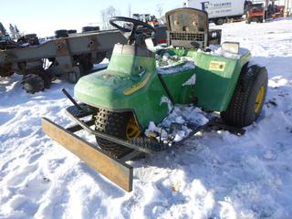 John Deere 1200A Bunker and Field Rake c/w Kawasaki 287 CC, Showing 5,375 Hours, 22.5x10.00-8 Front Tires, 25x12.00-9 Rear Tires, 40 In. Front Push Blade, 53 In. Soil Tiller *Note: No Key, Running Condition Unknown, No Ignition* (N. Fence)