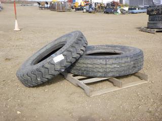 (1) Yokohama Super Steel 773 Tractor Trailer Tire, Size 11R22, C/w (1) Woosung 10.00-20 Tire (ROW 1)