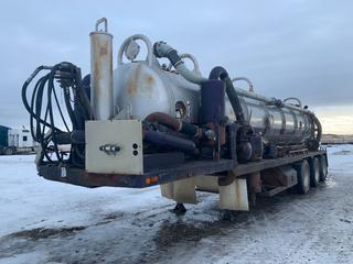 1997 Scona Tridem Vac Trailer C/w Pro Vac TC350 Tank, A/R Susp VIN 2E9H45D38V3003768 *NOTE: Requires Repairs, Asset Located @ 21122 TWP RD 582, Redwater AB Call Connor Tighe 780-218-4493 for Viewing/Load Out*