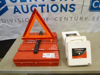 (4) Grote Emergency Warning Triangle Kit, (4) First Aid Kits *Note: 3 Have Been Opened* (E1)