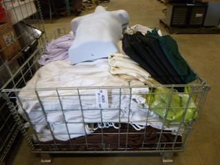 Qty of Assorted Table Skirts, Table Cloths and Napkins *Note: Metal Crate Not Included* (T31)