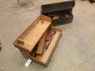 (2) Wood Tool/Storage Boxes with Misc. Tools (L-1-3)