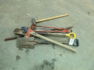 Assortment of Shovels, Pry Bars, Hammer & Misc. Tools (Row 2)