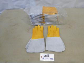 (12) Pair Medium Elk Hide Welding Gloves (F1)