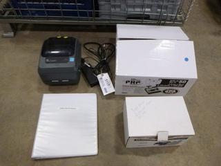 Zebra Desktop Thermal Printer with Thermal Transfer Ribbons and Thermal Paper Rolls, Model GK420T (F1)