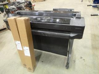 HP DesignJet T520 Stand Alone Printer c/w (2) Unused Rolls of Paper, Part CQ893A, SN CN49E5M09J, (Z)