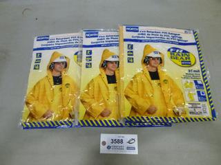 (3) North Fire Retardant PVC Hooded Rain Coats, Size XL, (F-2)