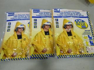 (3) North Fire Retardant PVC Hooded Rain Coats, Size XL, (F-2)