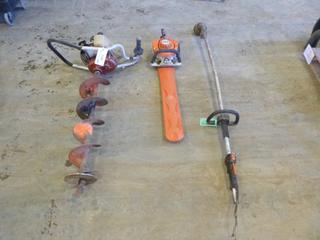 Stihl Hedge Trimmer with Parts Only Grass Trimmer Shaft and General Equipment One Man Hole Digger, Model HS56C, (Row 2)