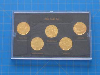 2001 Gold Edition State Quarter Collection: New York, North Carolina, Rhode Island, Vermont, Kentucky