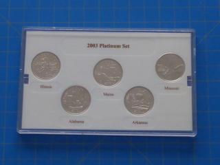 2003 Platinum Edition State Quarter Collection: Illinois, Alabama, Maine, Missouri, Arkansas