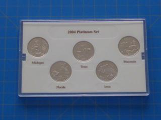 2004 Platinum Edition State Quarter Collection: Michigan, Florida, Texas, Iowa, Wisconsin