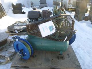 Champion Air Compressor with Two Stage, Reciprocating, 13 HP c/w (2) Hose Reels and Battery, Model HGR7-3K, SN DM026849 *Note: Engine Turns Over* (Row 4)