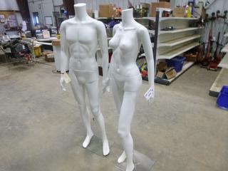 (1) Male and (1) Female Mannequin, 64 In. Tall (H)