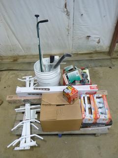 Assortment of Light Bulbs, Window Security Bars, Vinyl Wall Base, Mirrored Tiles, Shelf Brackets, Light Fixtures (V-4-3)