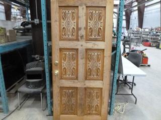Exterior Wood Door with Design, 35 5/8 In. x 79 3/4 In., *Note: No Keys* (Z)