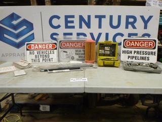 Assortment of Various Stickers, Safety Signs, Fuel Filter, Door Hinges, O-Ring Kit Maker, & Puller Kit, (F-2)