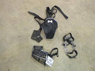 Assortment of Dog Items: Seat Belt Harness, Mesh and Plastic Muzzles, Choke Chain Leash (B1)