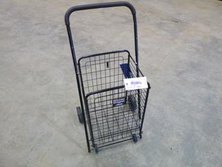 Unused Foldable 2-Wheeled Grocery-Type Cart, Folds-Up and Latches for Easy Storage, Size 20 In. x 14 In. x 13 In. (D2 Wall) 