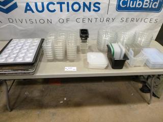 Qty of Kitchen Items: Assorted Baking Sheets, Mixing Bowls, Small Storage Containers, Lids (P-4-3)