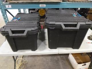 Unused Heavy-Duty Storage Containers by Precor Direct (1) 33 In. x 19 In. x 16 In. 85 L, 80 KG Capacity with Lid, (1) 33 In. x 24 In. x 18 In, 135 L, 80 KG Capacity with Lid (K-5-2)