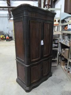 Hooker Furniture Wet Bar Armoire with Granite Countertop, Sink and Overhead Lights, Size 45 In. x 22 In. x 79 1/2 In., *Note: Minor Scratches* Front WH)