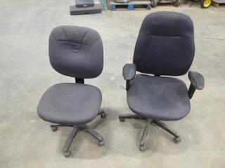 (2) Adjustable Office Chairs on Casters, *Note: Wear and Tear on Arm Rests* (H)
