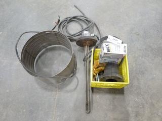 Misc. Parts and Hardware: Hotstart Industrial Heating Element, Bolts, Caterpillar (CAT) Washers, Wix Filter, etc. (J-1-1)