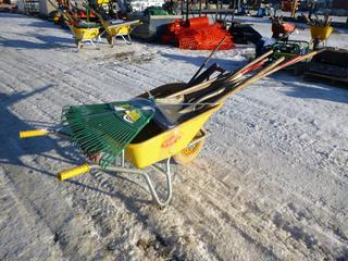 Tufx Wheelbarrow with Assortment of Yard Tools (Row 3)