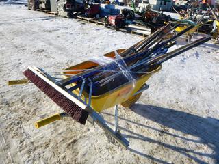 Tufx Wheelbarrow with Assortment of Yard Tools (Row 3)