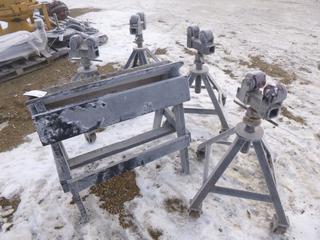 (4) Rolling Pipe Stands, 25 1/2 In. x 25 1/1 In. and (1) Saw Horse (N. Fence)
