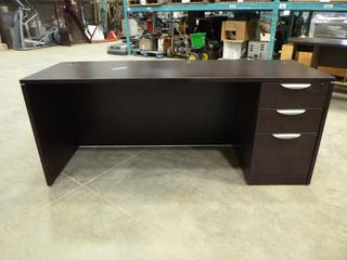 (1) Desk with 3-Drawer Cabinet, 71 In. x 22 In. x 31 In. and (1) Desk with 3-Drawer Cabinet, 71 In. x 2 Ft. x 30 In.