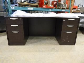 (1) Desk with  (2) 3-Drawer Cabinets,  71 In. x 41 In. x 30 In.