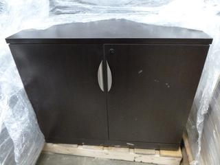 (2) 2-Door Cabinets, 3 Ft. x 22 In. x 39 In. and Misc. Desk and Cabinet Parts