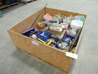 Qty of Assorted Nuts, Bolts, Hose Clamps, O-Rings, Caterpillar (CAT) Oil Filters and Parts, Wrecking Bar (K-1-1)