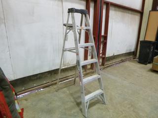 Sturdy 6 Ft. Industrial Aluminum Step Ladder, Model A403-06, 250 lb. Rating (Row 3)