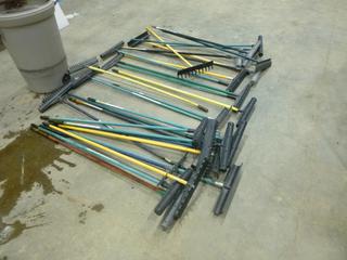 Qty of Golf Course Rakes c/w 45 Gallon Plastic Garbage Can (H)