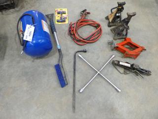 Vehicle / Tire / Roadside Gear, Includes Booster Cables, Jacks, Tire Repair Kit, Tire Irons, Snow Brush, 5 Gal Air Tank (N-2-2)