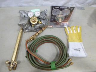 Cutting Torch Kit, Victor MT210 Machine Torch, Manual Torch, Regulators, Hose and Gloves (S41)