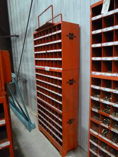 (3) Stackable Wurth 40 Compartment Bolt Bins with (1) Wall Attachment (Z)