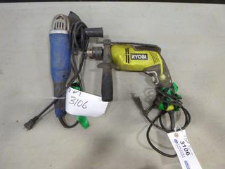 Ryobi 3/8 In. Drill and Powerfist 5 In. Angle Grinder (C2)