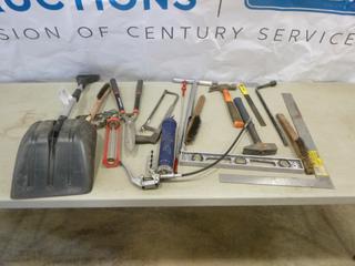 Qty of Hand Tools Includes, Hammer, Cutters, Grease Gun, Square, Shovel (B2)