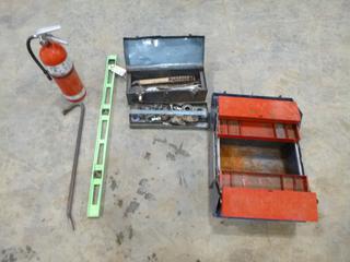 (2) Tool Boxes, Contents Included with 10 lb. Fire Extinguisher, Pry Bar and Level (Row 3)