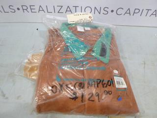 (1) Unused Weldas Leather Kevlar Sewn Welding Jacket, Size 5XL, and (1) Apron 24 In. x 36 In. (C1)