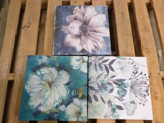 (3) Canvas Pictures, 12 In. x 12 In. (Upstairs)
